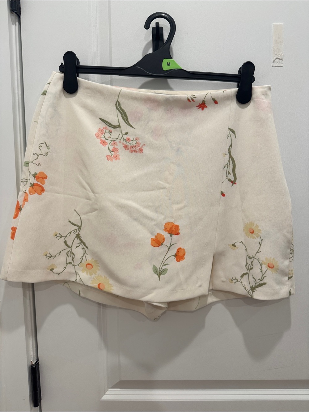 Primark Cream Floral Skirt with Orange and Green Detail